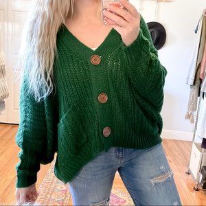 PINK LILY | Sundown Awaits Knit Green Cardigan